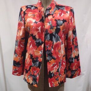 KASPER VINTAGE 80'S 90'S BLAZER OPEN FRONT PADDED SHOULDERS STAND UP COLLAR 16
